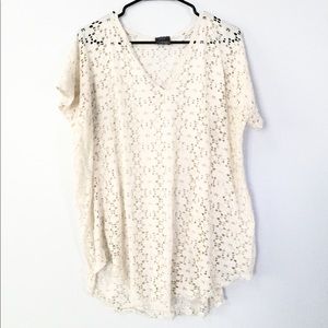 Elif floral knit lace boho tunic top cover up